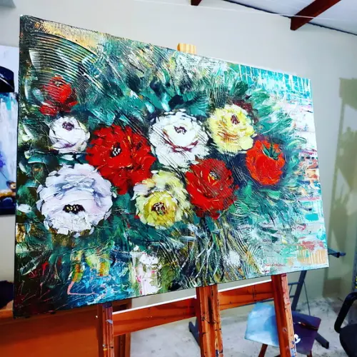 Quadros Decorativos Floral Rosas Abstrato Presente de Natal