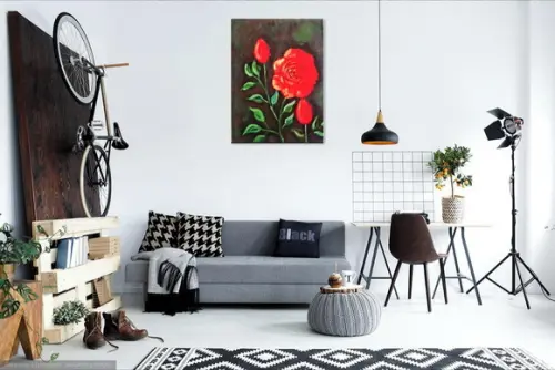 Quadros Decorativos Floral Rosa Vermelha Presente de Natal