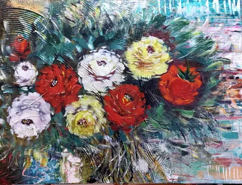Quadros Decorativos Floral Rosas Abstrato Presente de Natal