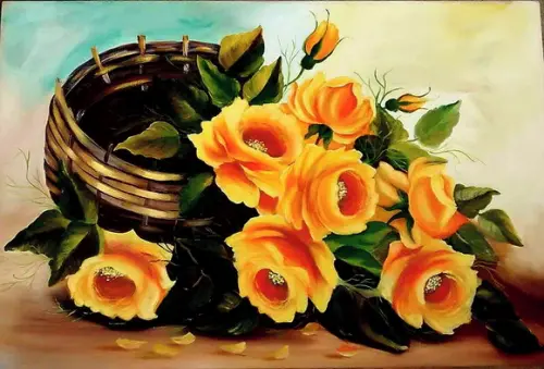 Quadros Decorativos Floral Rosas Amarelas Presente de Natal