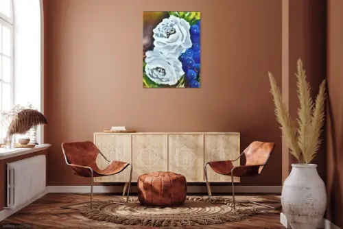 Quadros Decorativos Floral Rosas Brancas Presente de Natal