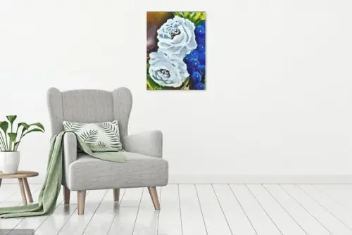 Quadros Decorativos Floral Rosas Brancas Presente de Natal