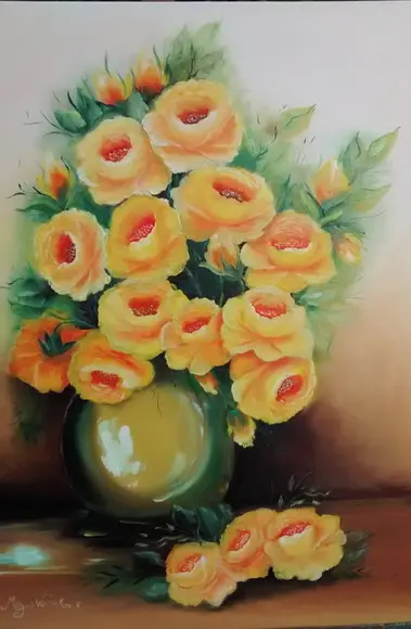 Quadros Decorativos Floral Rosas Amarelas Presente de Natal