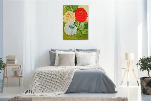 Quadros Decorativos Floral Rosas Coloridas Presente de Natal