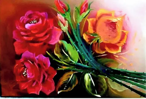 Quadros Decorativos Floral Rosas Coloridas Presente de Natal