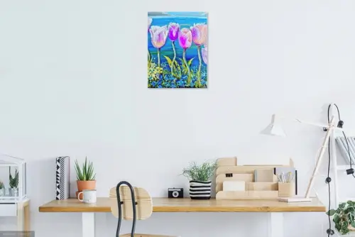 Quadros Decorativos Floral Tulípas Rosa Presente de Natal