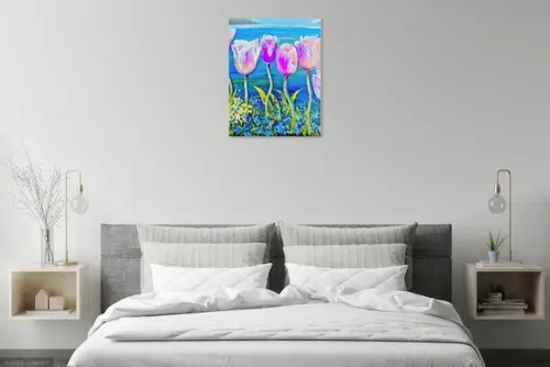 Quadros Decorativos Floral Tulípas Rosa Presente de Natal