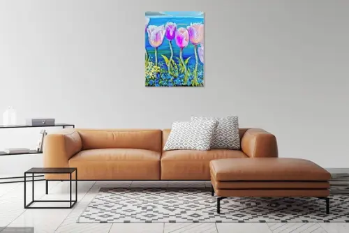 Quadros Decorativos Floral Tulípas Rosa Presente de Natal