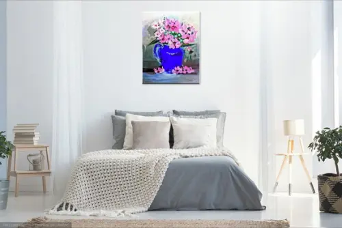 Quadros Decorativos Floral Vaso Azul Presente de Natal