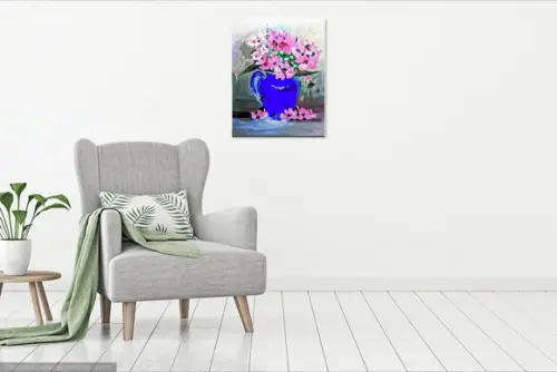 Quadros Decorativos Floral Vaso Azul Presente de Natal