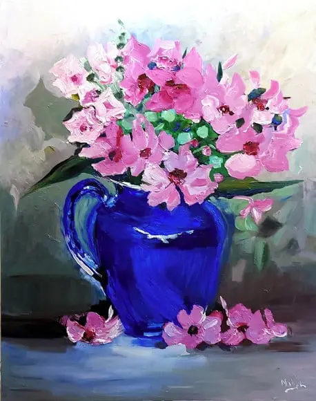 Quadros Decorativos Floral Vaso Azul Presente de Natal
