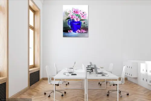 Quadros Decorativos Floral Vaso Azul Presente de Natal