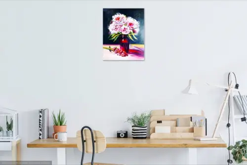 Quadros Decorativos Floral Vaso Vermelho Presente de Natal