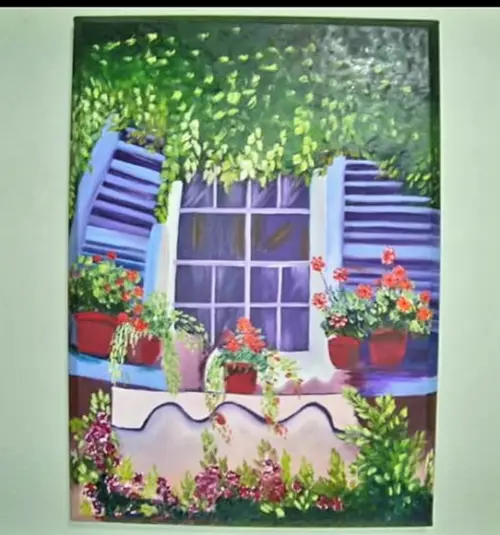 Quadros Decorativos Flores na Janela Presente de Natal