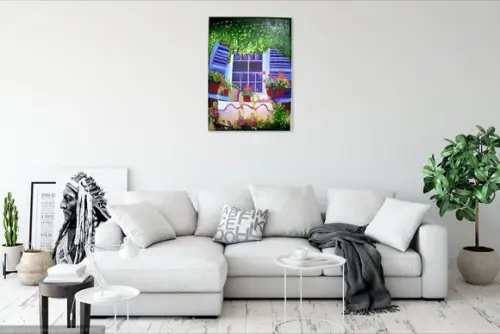 Quadros Decorativos Flores na Janela Presente de Natal