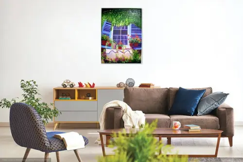 Quadros Decorativos Flores na Janela Presente de Natal