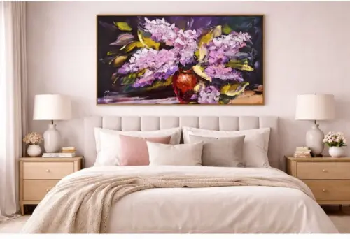 Quadros Decorativos Grandes para Sala Pintura em Tela Lilás