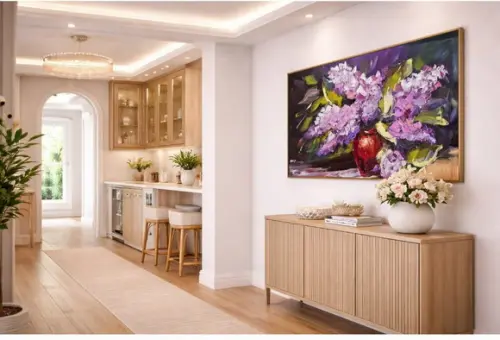 Quadros Decorativos Grandes para Sala Pintura em Tela Lilás