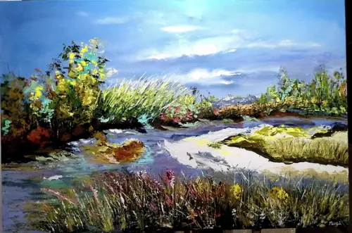 Quadros Decorativos Paisagem Campo Banhado Presente de Natal