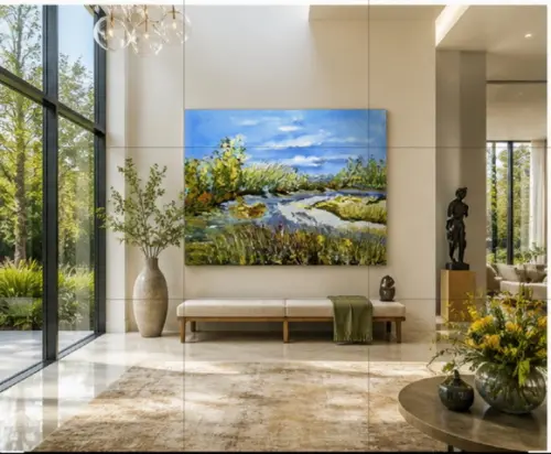 Quadros Decorativos Paisagem Campo Banhado Presente de Natal