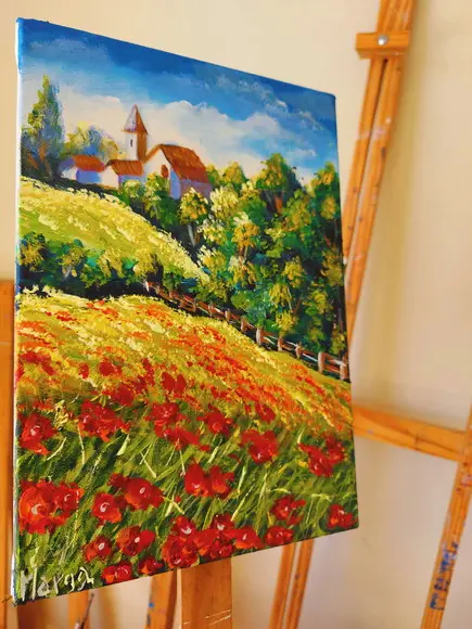 Quadros Decorativos Paisagem Campo Florido Presente de Natal