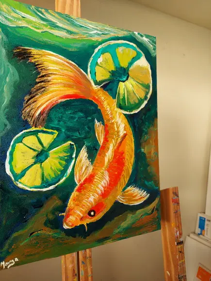 Quadros Decorativos Paisagem Carpa Peixe Presente de Natal