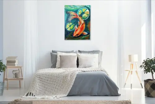 Quadros Decorativos Paisagem Carpa Peixe Presente de Natal