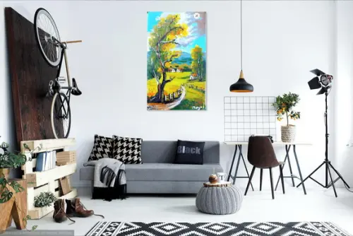 Quadros Decorativos Paisagem Casa no Campo Presente de Natal