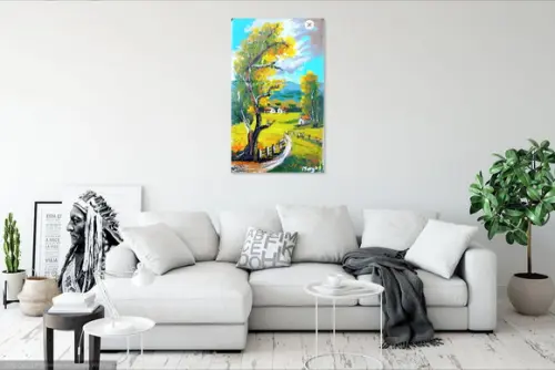 Quadros Decorativos Paisagem Casa no Campo Presente de Natal