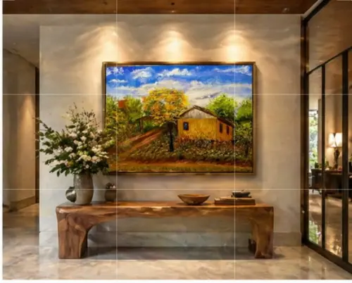 Quadros Decorativos Paisagem Casa Amarela Presente de Natal