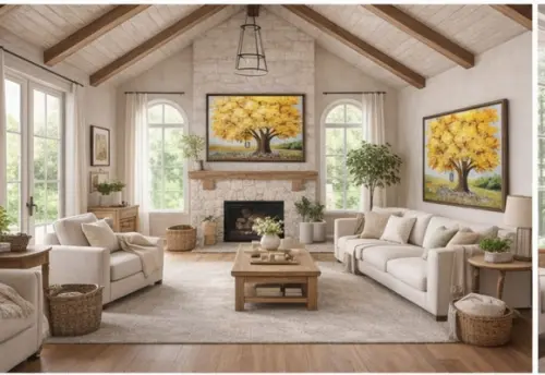 Quadros Decorativos Paisagem Ipê Amarelo Presente de Natal