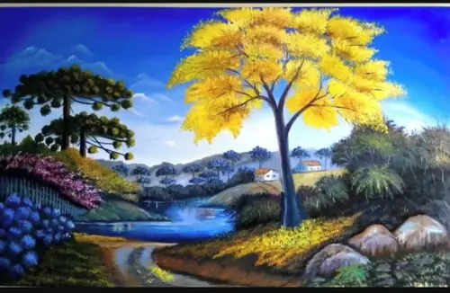 Quadros Decorativos Paisagem Ipê Amarelo Presente de Natal