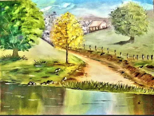 Quadros Decorativos Paisagem Lago Plátano Presente de Natal