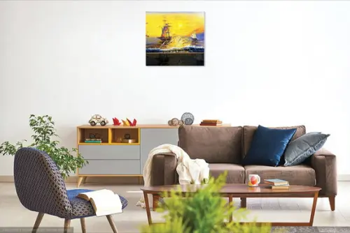 Quadros Decorativos Paisagem Mar Caravelas Presente de Natal