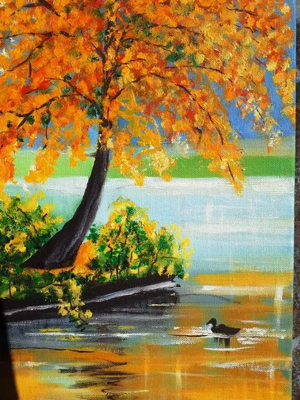 Quadros Decorativos Paisagem Pato no Lago Presente de Natal