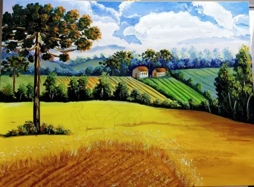 Quadros Decorativos Paisagem Trigal Presente de Natal