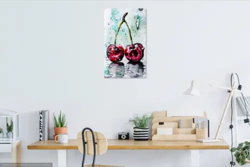 Quadros Decorativos para Cozinha Pintura Tela Cerejas Frutas