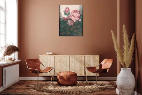 Quadros Decorativos para Sala e Quarto Pintura em Tela Rosas