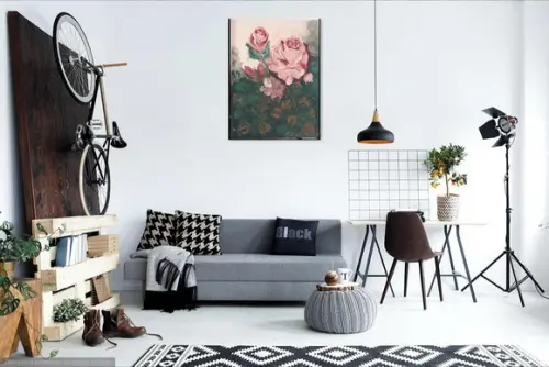 Quadros Decorativos para Sala e Quarto Pintura em Tela Rosas