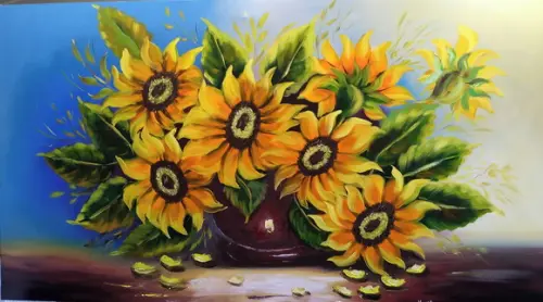 Quadros Decorativos para Sala Pintura em Tela Girassol