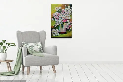 Quadros Decorativos para Sala Pintura em Tela Margaridas