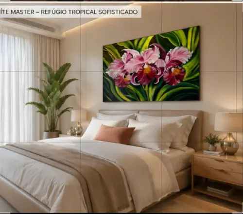 Quadros Decorativos para Sala Pintura em Tela Orquídeas Rosa