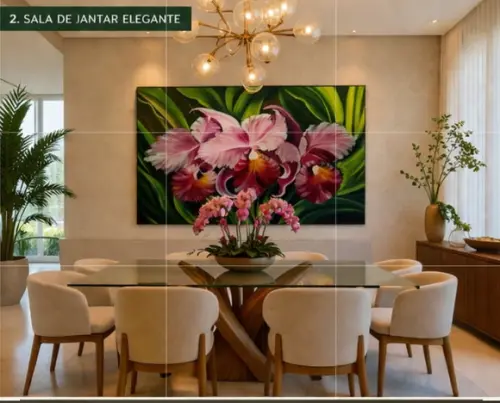 Quadros Decorativos para Sala Pintura em Tela Orquídeas Rosa