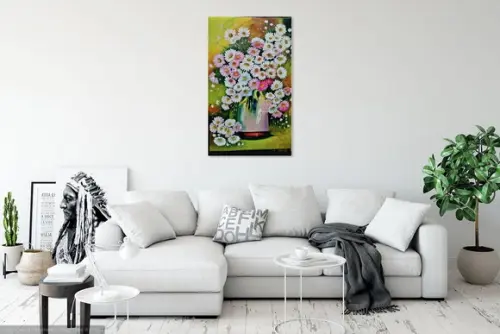 Quadros Decorativos para Sala Pintura em Tela Margaridas