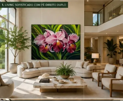 Quadros Decorativos para Sala Pintura em Tela Orquídeas Rosa