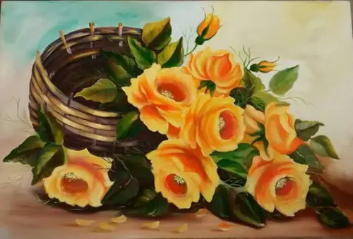 Quadros Decorativos para Sala Pintura em Tela Rosas Amarelas
