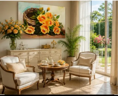 Quadros Decorativos para Sala Pintura em Tela Rosas Amarelas