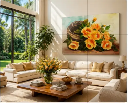 Quadros Decorativos para Sala Pintura em Tela Rosas Amarelas