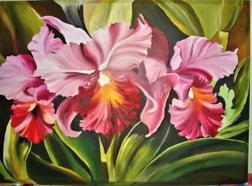 Quadros Decorativos para Sala Pintura em Tela Orquídeas Rosa