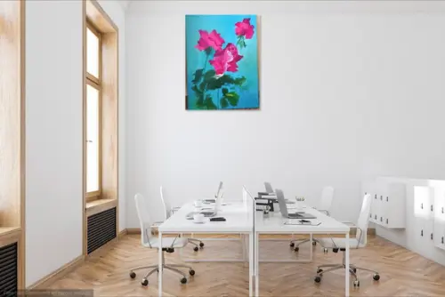 Quadros Decorativos para Sala Pintura em Tela Rosas Pink